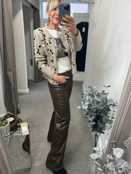 4692 Colette Faux Leather Sparkle Trouser