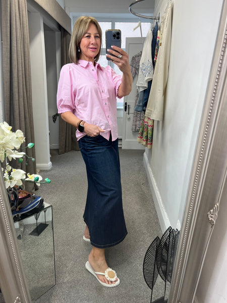 4983 Pinstripe Blouse Pink Or Pale Blue