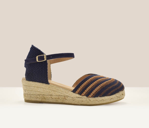 Nil Navy Weave Wedge Heel Sandal