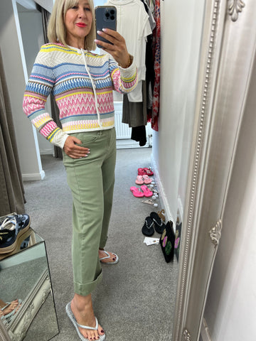 93022 Multi-Coloured Knit Cardigan
