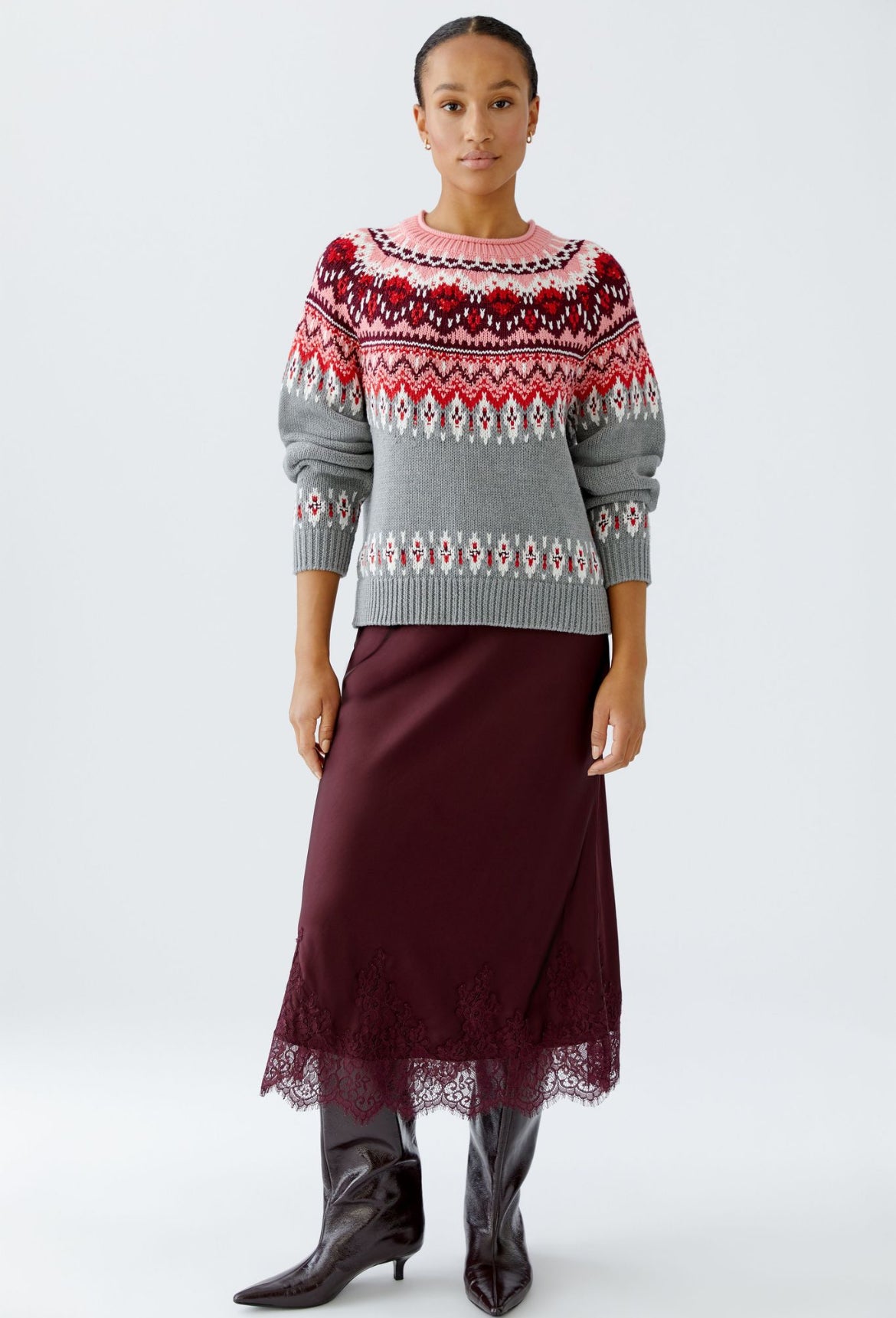 94622 Nordic Grey/Red Sweater