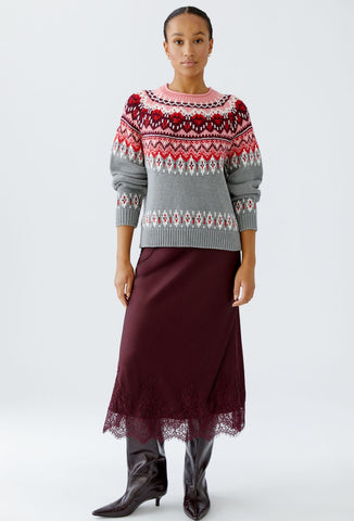 94622 Nordic Grey/Red Sweater