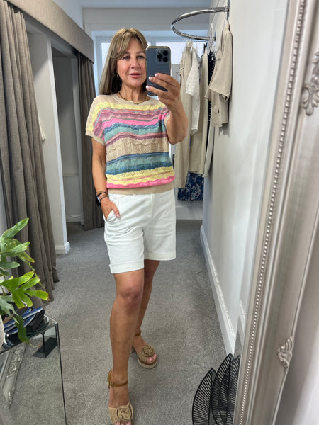 4920 Camile Linen  Off White Short