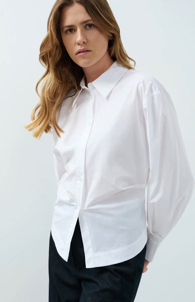 1245 Pleated White Blouse