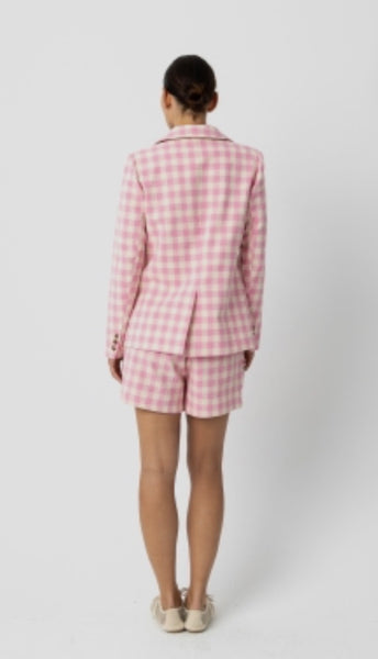 261 8113 Blazer Checked Pink Bomber Jacket