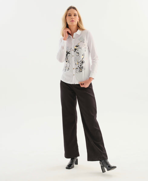 76263 White Shirt Gold Detail