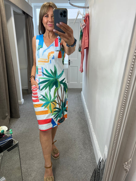 26645 Jersey Dress Palm Tree Print