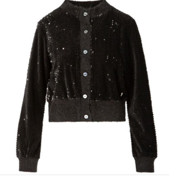 255 1505 Black Velvet Sequin Cardigan
