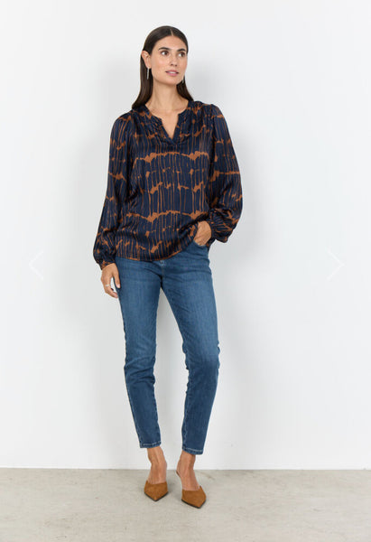 41486 Blouse Navy Tan