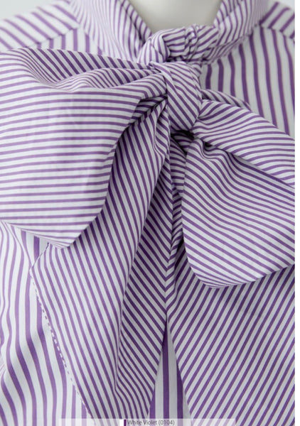 100415 Pussybow Striped Blouse