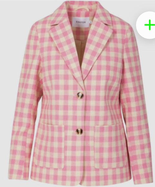 261 8113 Blazer Checked Pink Bomber Jacket