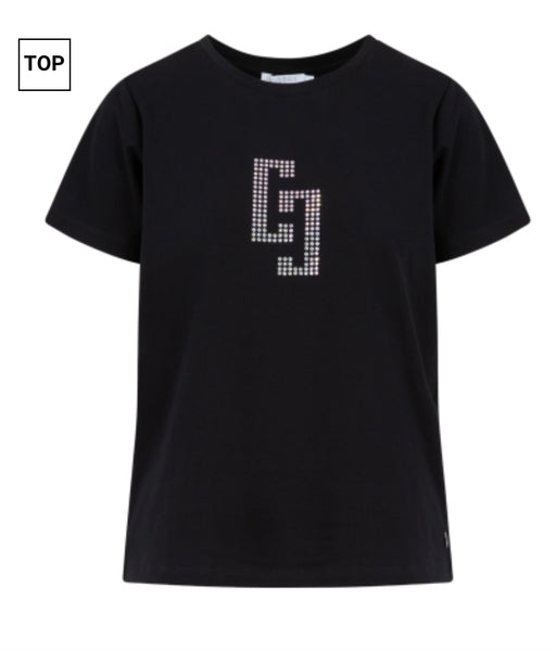 245 1567 Rhinestone Black or White Tee