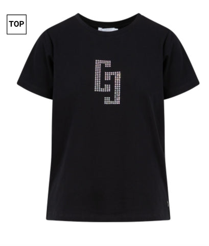 245 1567 Rhinestone Black or White Tee