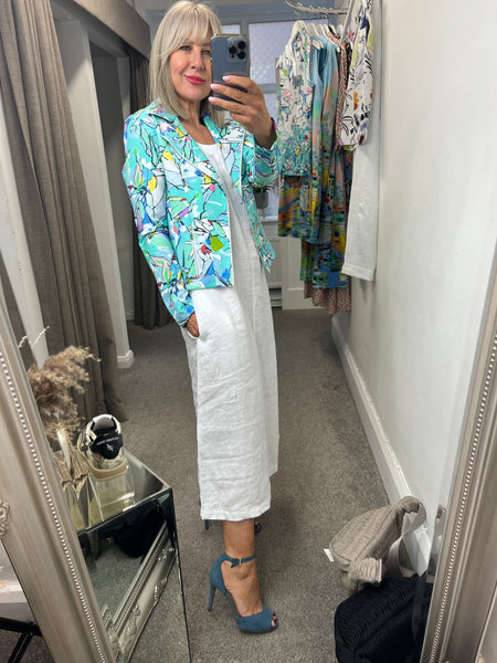 25234 White Linen Dress
