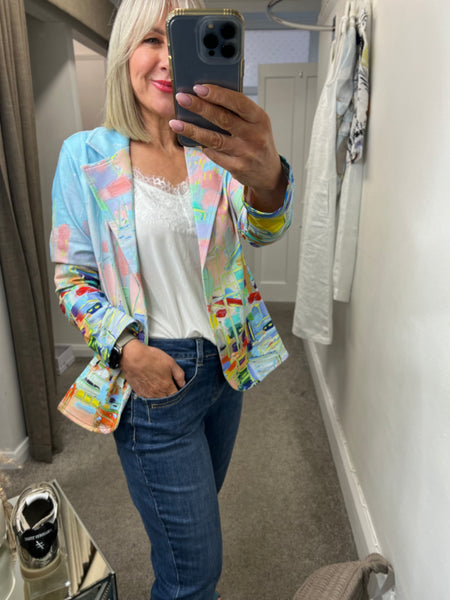 25737 Marina Print Jersey Blazer