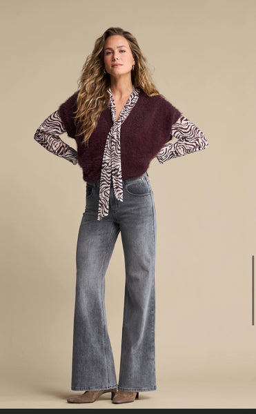 5116 Fuzzy Sleeveless Cardigan cream,Dark Berry or Espresso