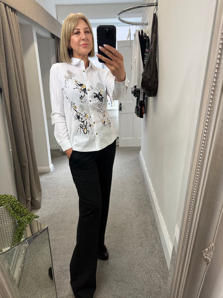 76263 White Shirt Gold Detail