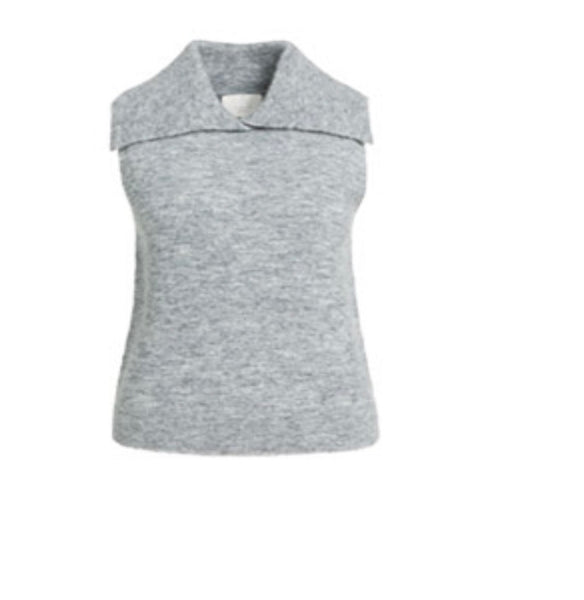 0637 Sleeveless Top with Collar
