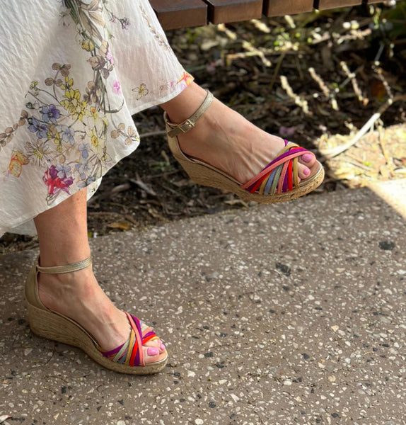 Klossi wedge Sandal with Multi Coloured Straps