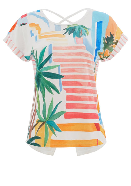 26642 Top Palm Tree Cotton Strappy Back