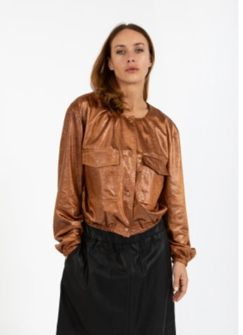 251 6125 Shiny Cognac Bomber Jacket