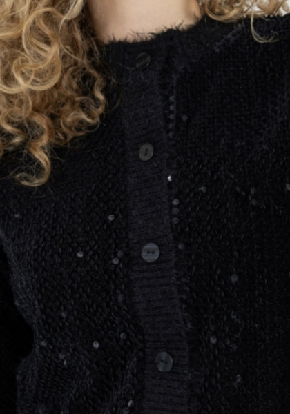 255 1505 Black Velvet Sequin Cardigan