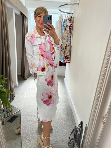 26685 Linen Maxi Flower Dress