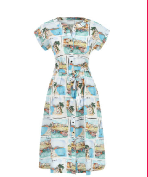 25116 Circle Seaside Print Dress