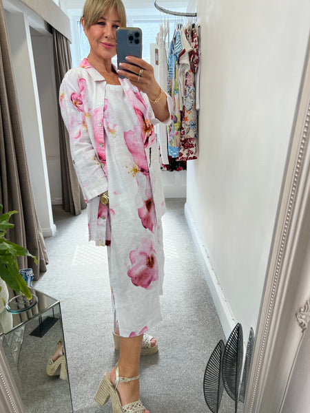 26685 Linen Maxi Flower Dress