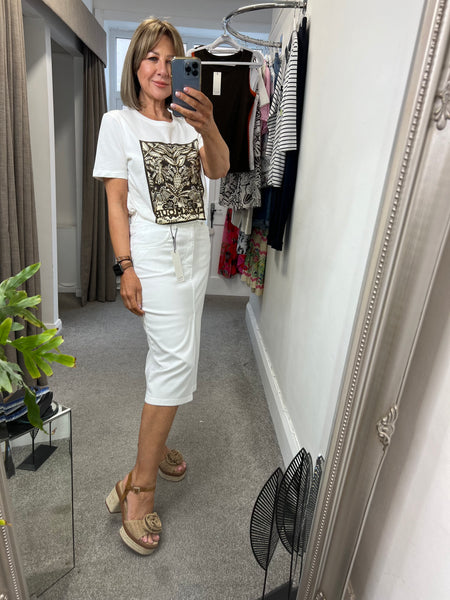 97186 White Denim Skirt
