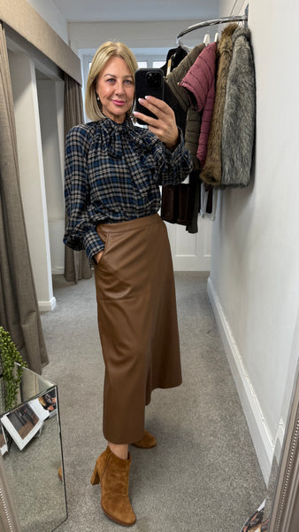 9306 Tan Leather  Skirt