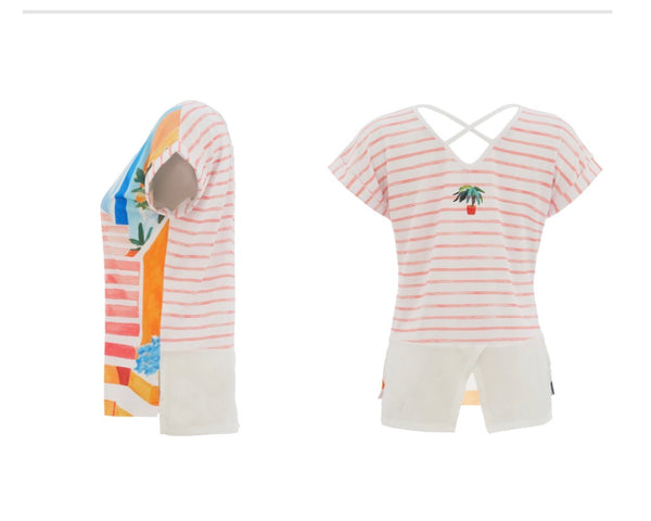 26642 Top Palm Tree Cotton Strappy Back