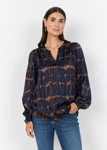 41486 Blouse Navy Tan