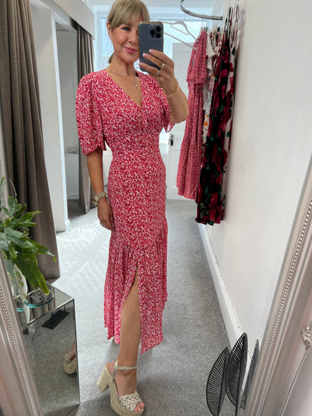 Imelda Ditsy Red Dress