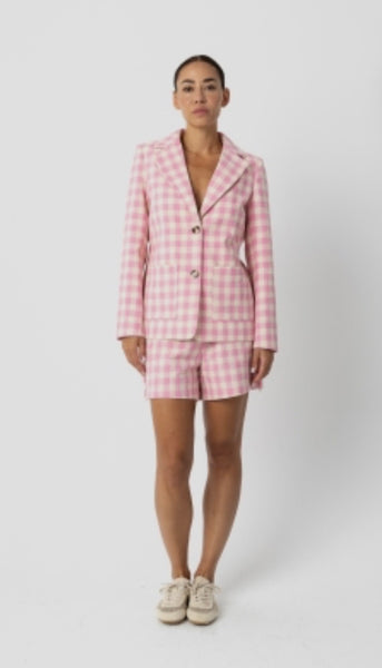 261 8113 Blazer Checked Pink Bomber Jacket