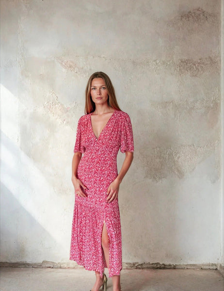 Imelda Ditsy Red Dress