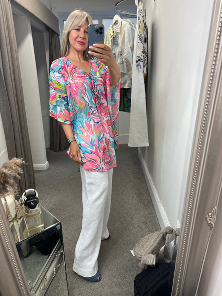 25802 Top/Cover up Flower Print
