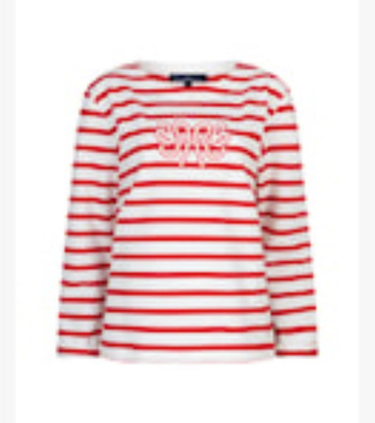 4753 Terry Stripe & Logo Top