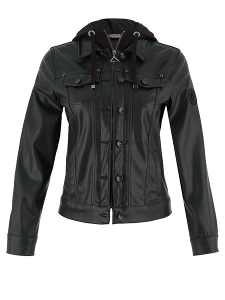 75150 Faux Leather Jacket with Hood
