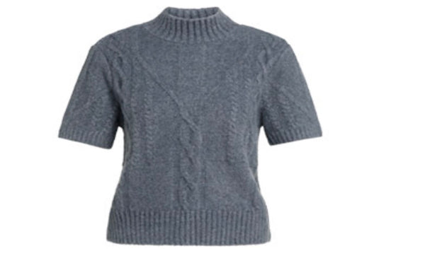 0639 Cable Knitted Sweater Short Sleeve