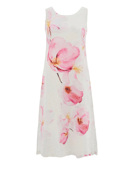 26685 Linen Maxi Flower Dress