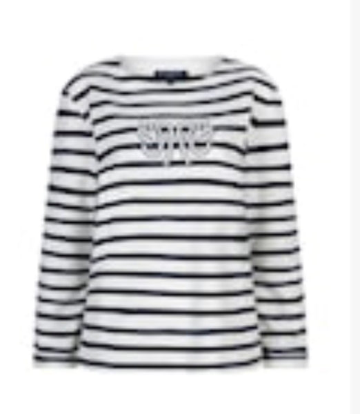 4753 Terry Stripe & Logo Top