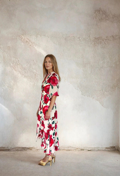 Elena Cream Poppy Dress