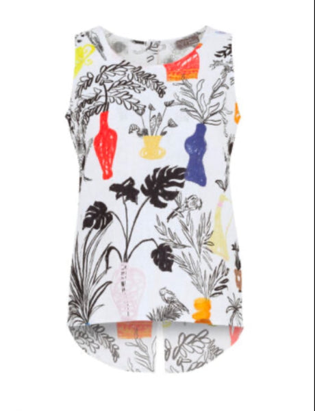 25712 Linen Shorts Vase Print