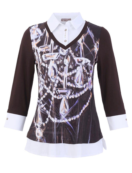 76652 Jersey chandelier Top with false shirt