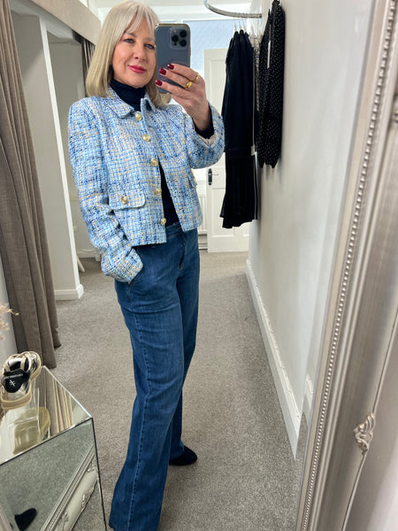 4512 Boucle Mix Blue thread jacket