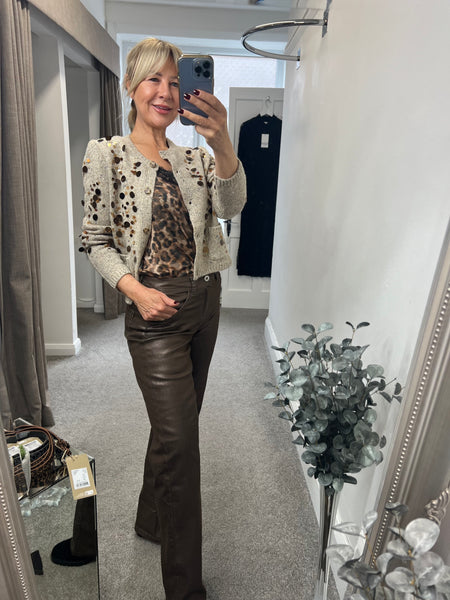 4692 Colette Faux Leather Sparkle Trouser