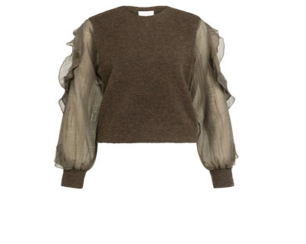 0638 Knitted Sweater with Chiffon Sleeve