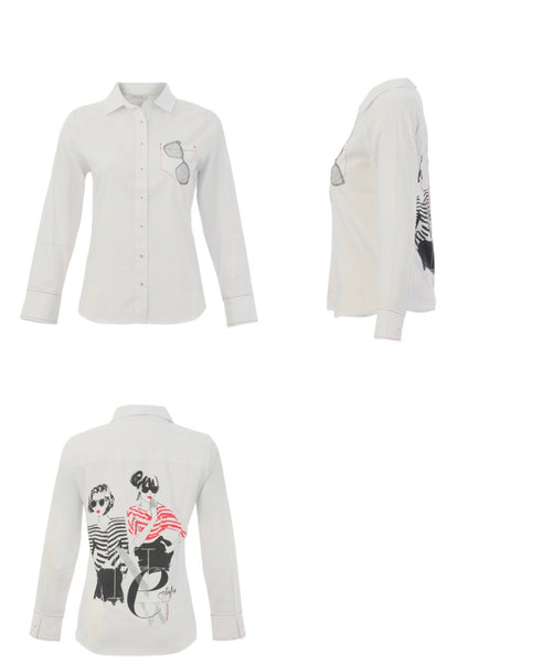 26152 White Lady With Sunglasses Shirt