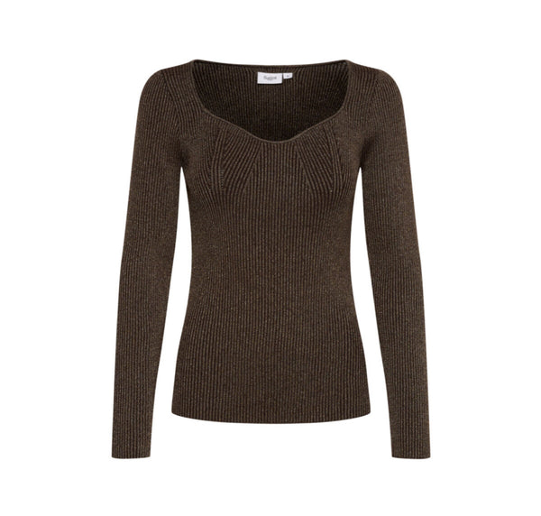 Dagny Bronze Sweetheart Neck Jumper